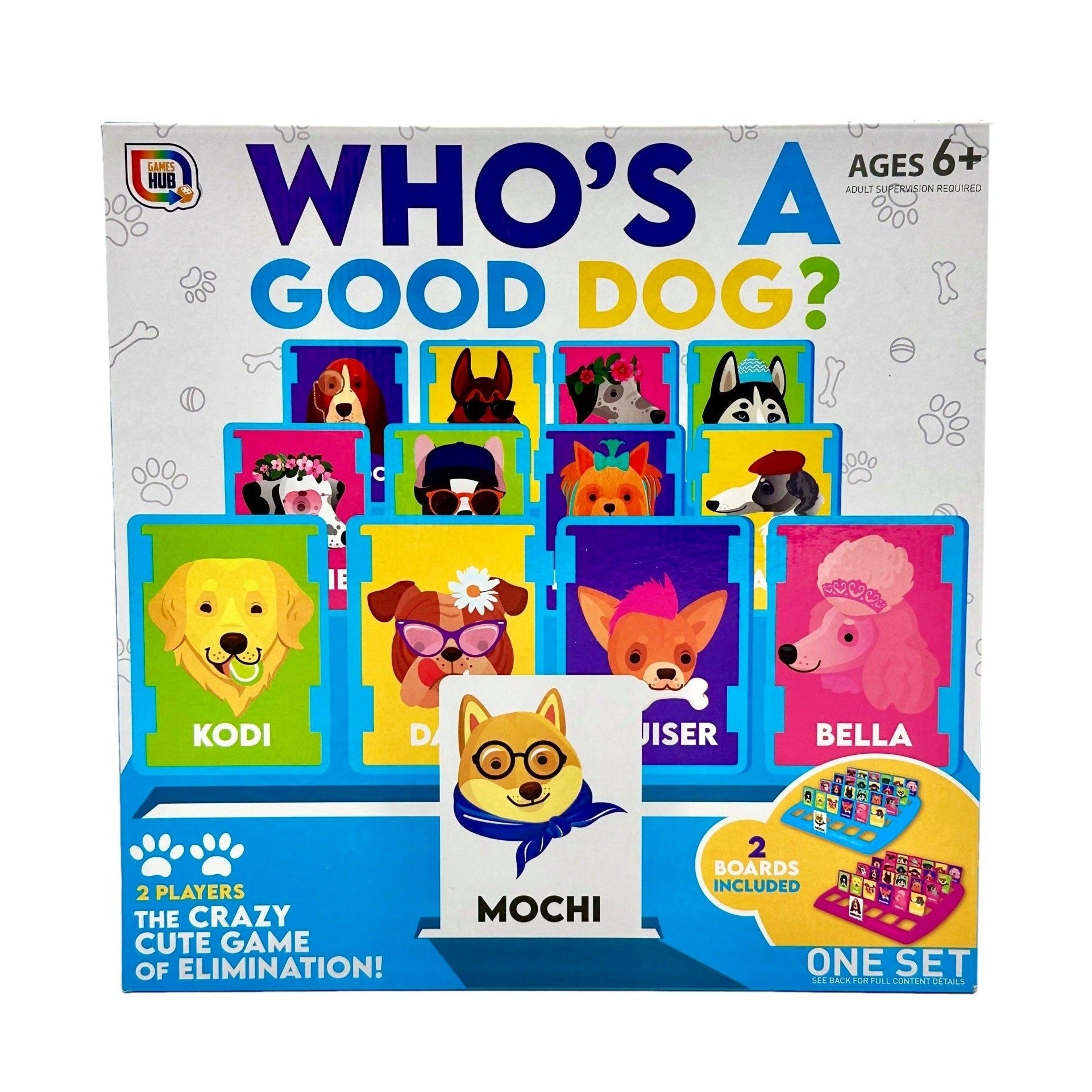 Game box of "Who's A Good Dog" board game.